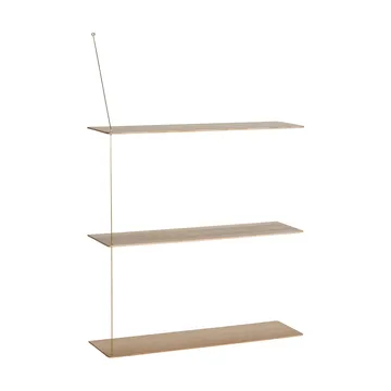 Stedge hylde - Hvidpigmenteret eg-messing, 80 cm, 3 hylder - Woud