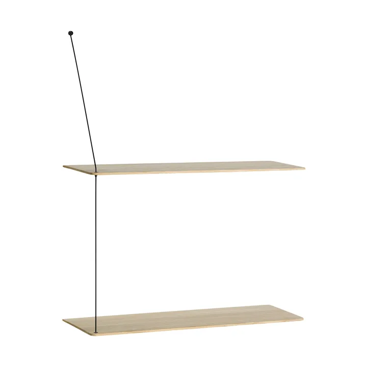 Stedge hylde - Hvidpigmenteret eg-sort, 2 hylder, 60 cm - Woud