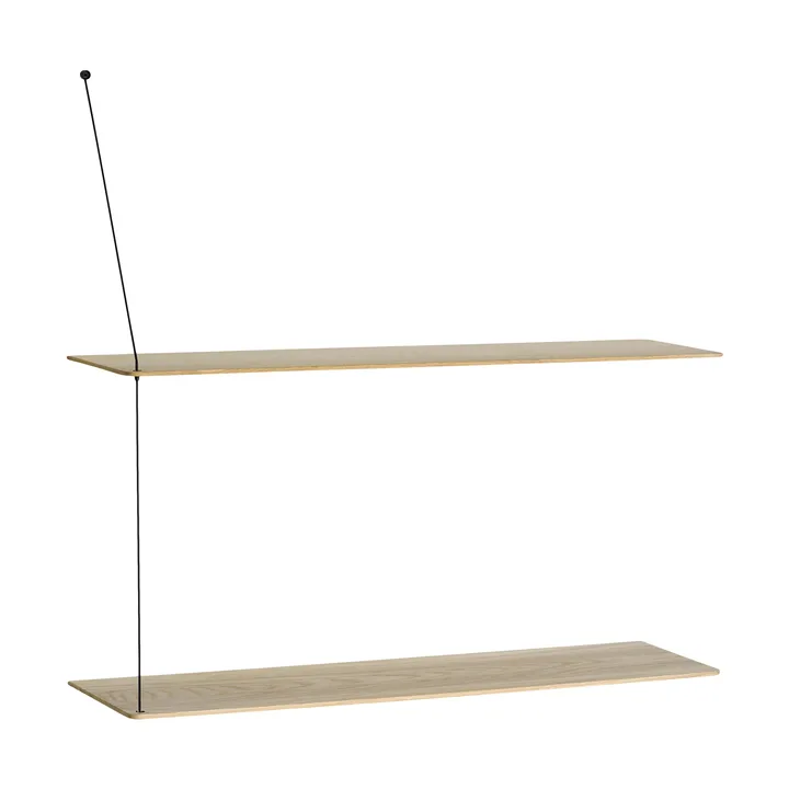 Stedge hylde - Hvidpigmenteret eg-sort, 80 cm, 2 hylder - Woud