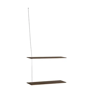 Stedge hylde - Røget eg-børstet stål, 60 cm, 2 hylder - Woud