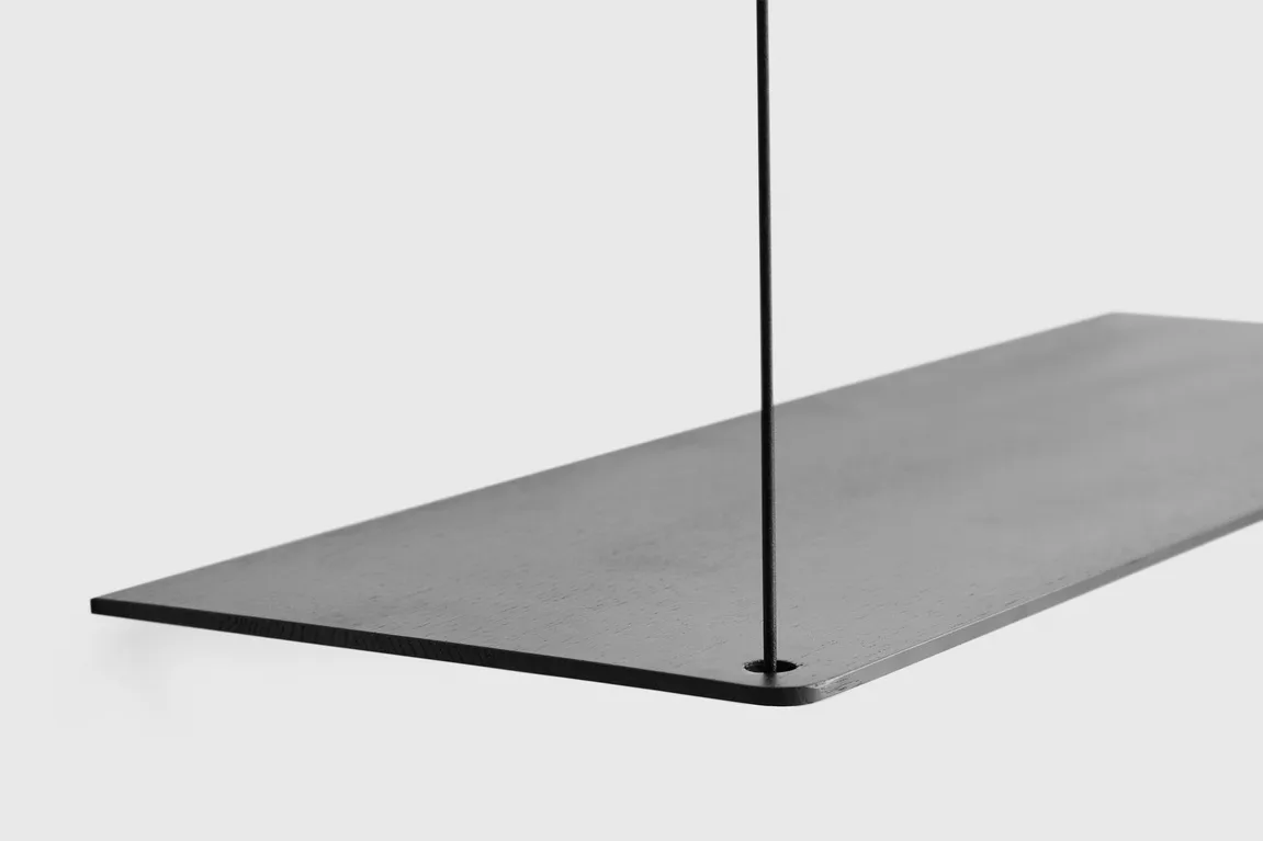 Stedge hylde, Sort eg, 80 cm, 2 hylder Woud
