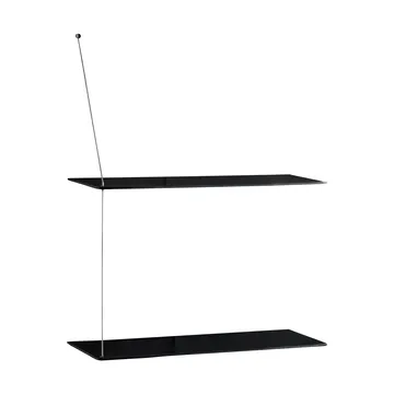 Stedge hylde - Sort eg-børstet stål, 60 cm, 2 hylder - Woud