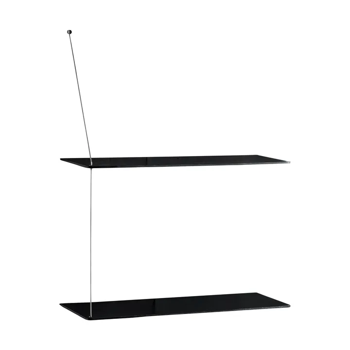 Stedge hylde - Sort eg-børstet stål, 60 cm, 2 hylder - Woud