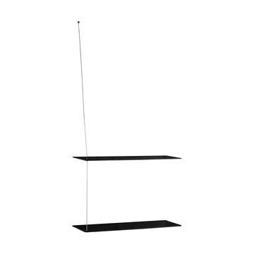 Stedge hylde - Sort eg-børstet stål, 60 cm, 2 hylder - Woud