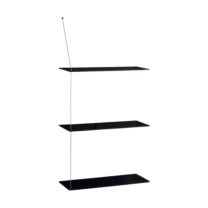 Stedge hylde - Sort eg-børstet stål, 60 cm, 3 hylder - Woud