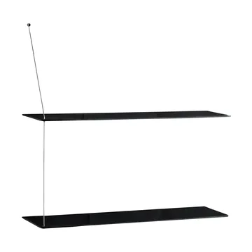 Stedge hylde - Sort eg-børstet stål, 80 cm, 2 hylder - Woud