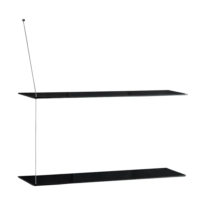 Stedge hylde - Sort eg-børstet stål, 80 cm, 2 hylder - Woud