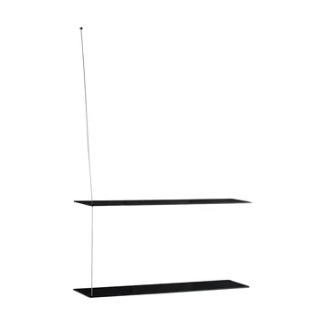 Stedge hylde - Sort eg-børstet stål, 80 cm, 2 hylder - Woud