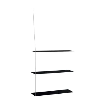Stedge hylde - Sort eg-børstet stål, 80 cm, 3 hylder - Woud