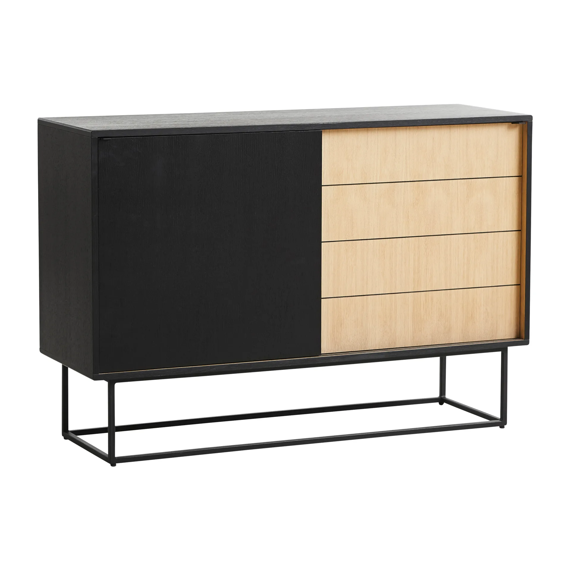 Virka sideboard, højt 120 cm, Sort/Eg Woud