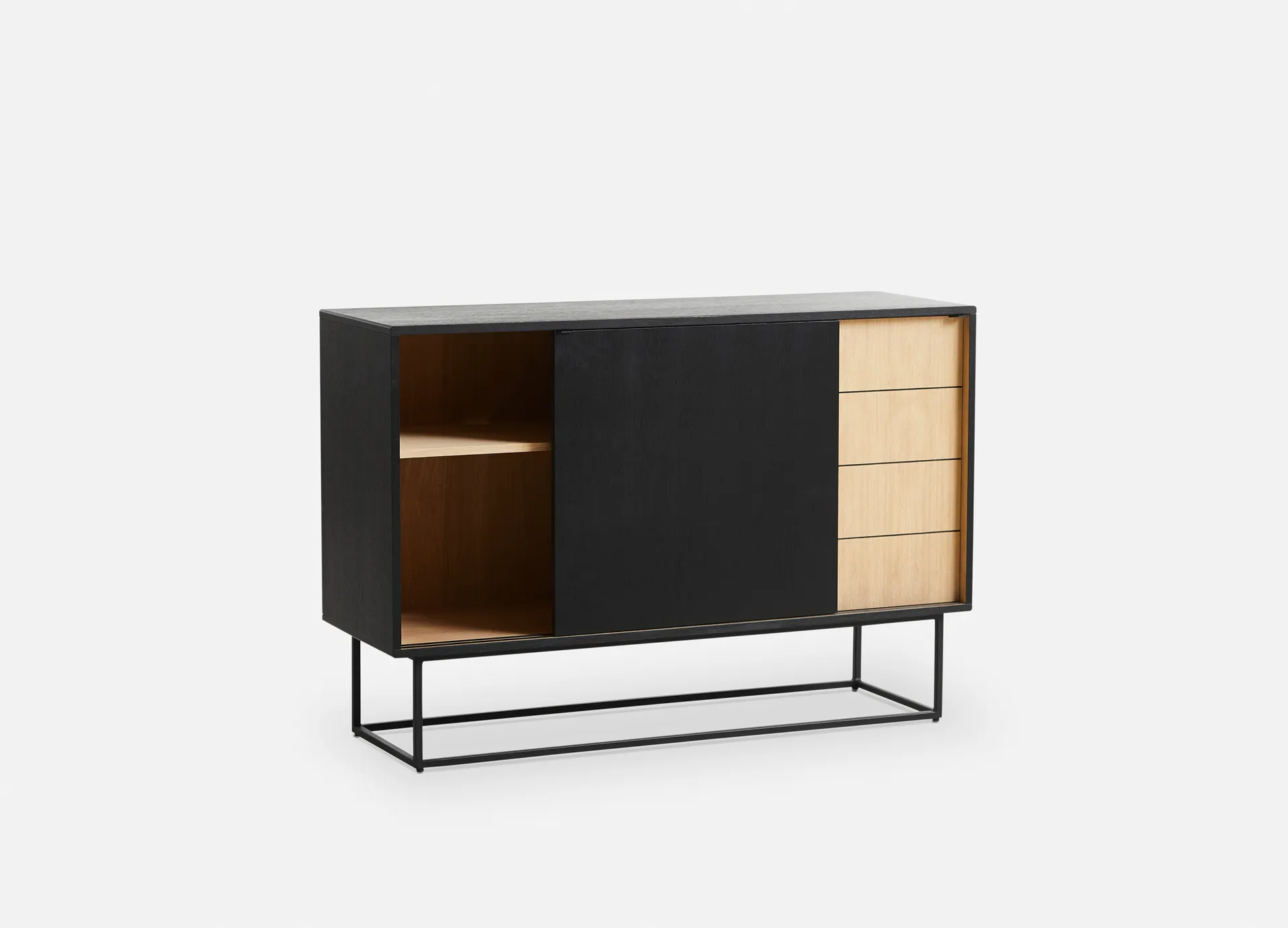 Virka sideboard, højt 120 cm, Sort/Eg Woud