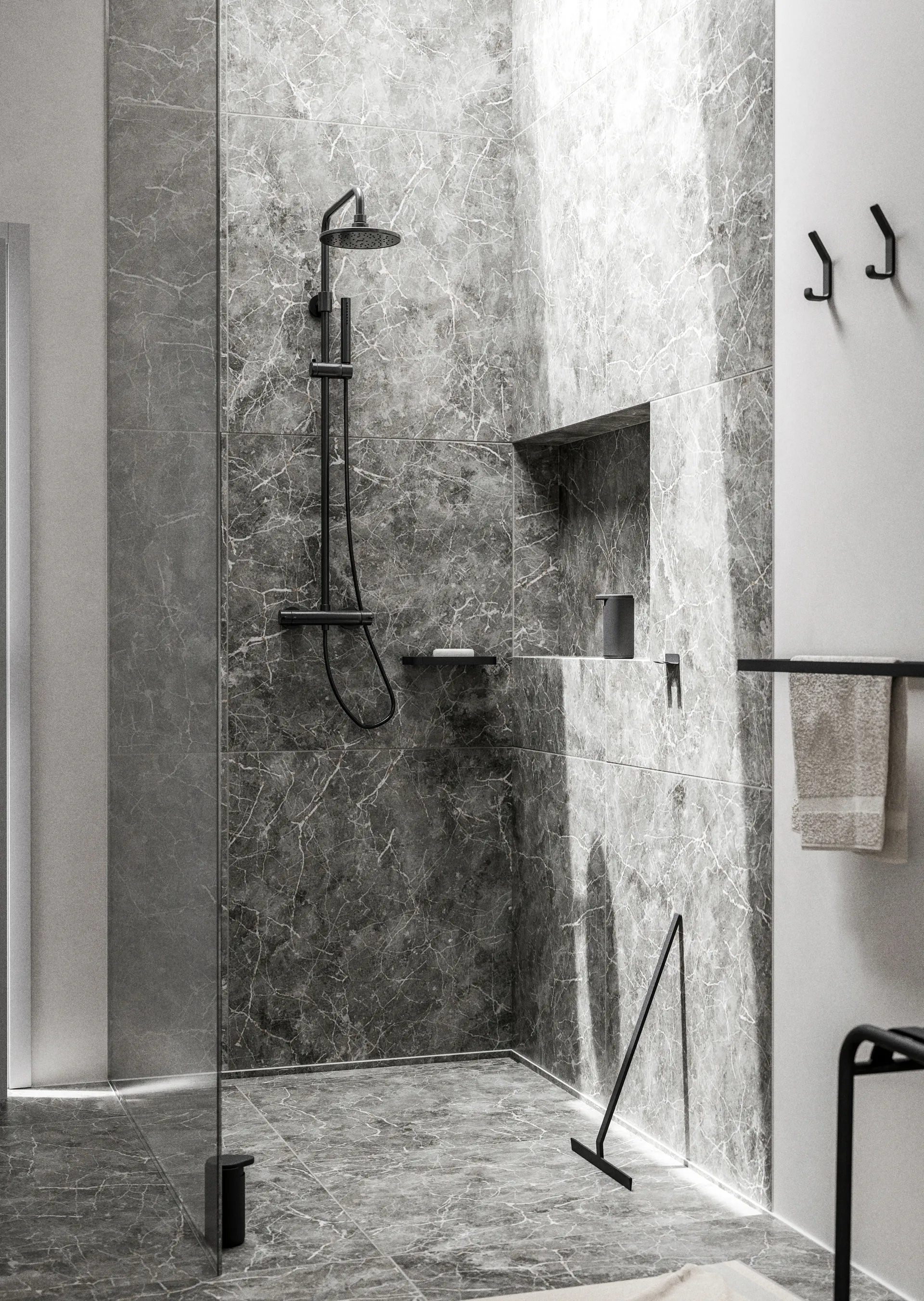 RIM håndklædestang dobbelt 12x70 cm, Black Zone Denmark