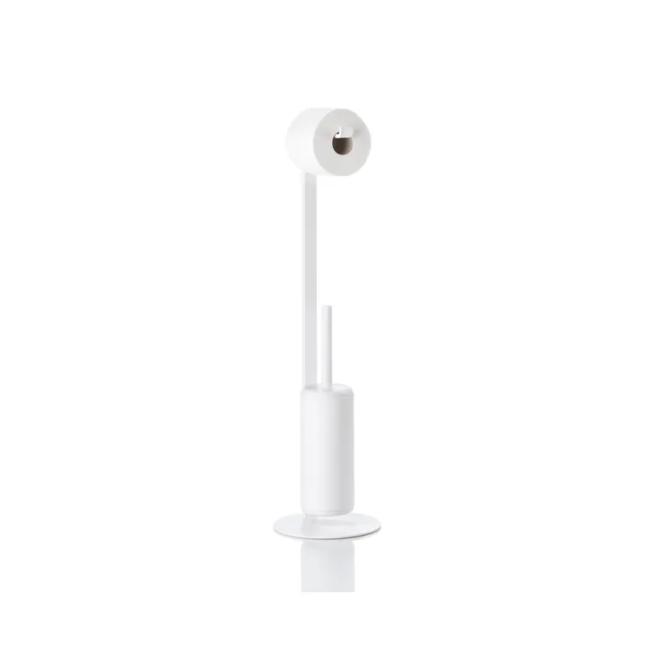 Rim toiletrulleholder med børste - White - Zone Denmark