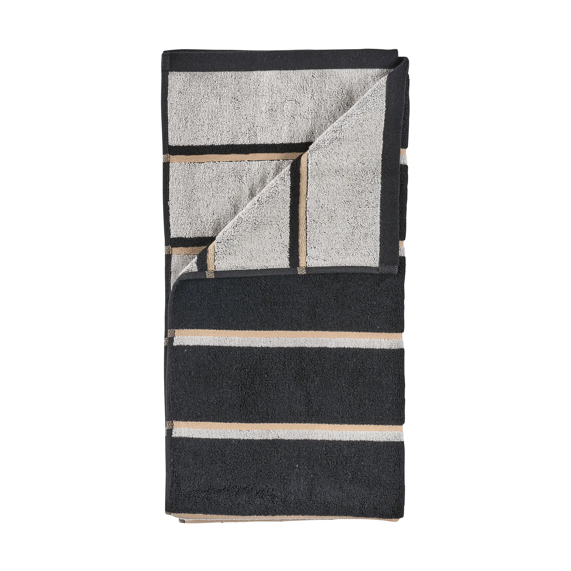 Sauna håndklæde, Black-soft grey-camel, 50x100 cm Zone Denmark