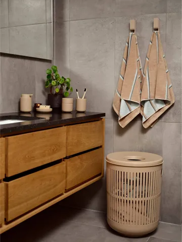 Sauna håndklæde - Camel-ice blue-olive green, 50x100 cm - Zone Denmark