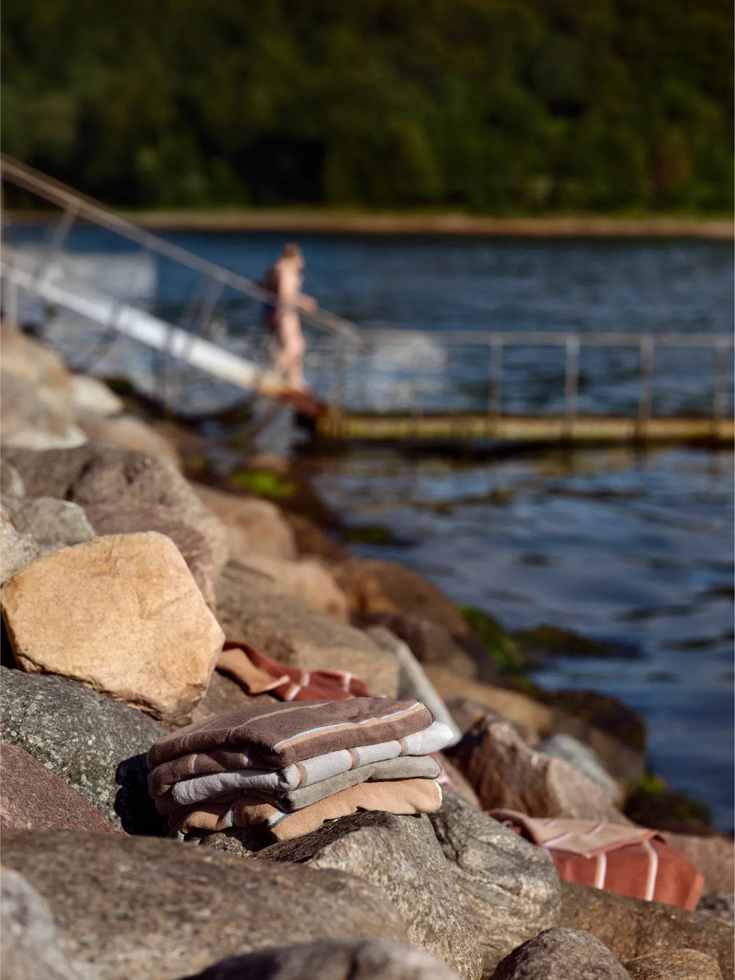 Sauna håndklæde, Soft grey-eucalyptus-terracotta, 70x140 cm Zone Denmark