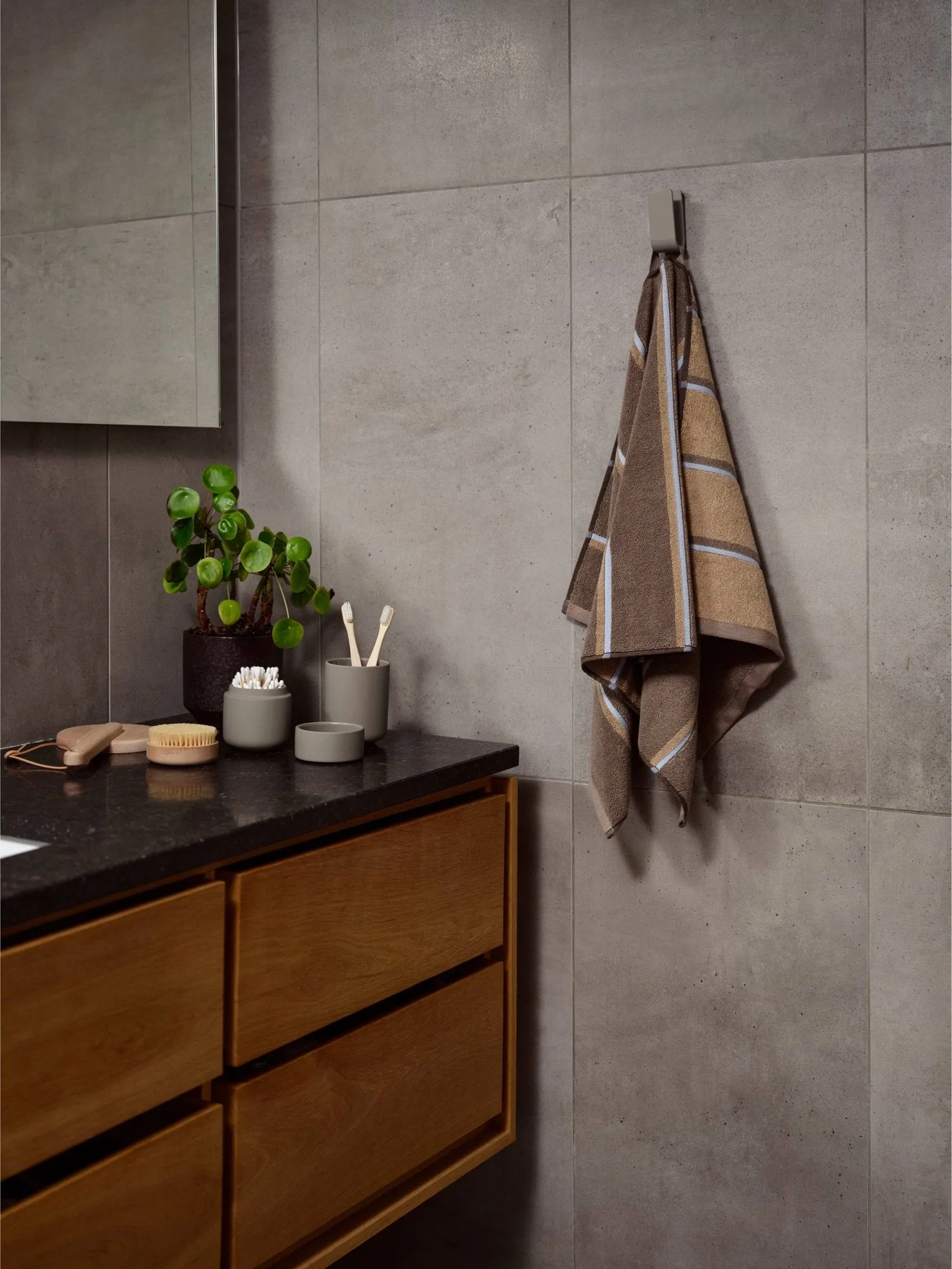 Sauna håndklæde, Taupe-camel-sky blue, 50x100 cm Zone Denmark