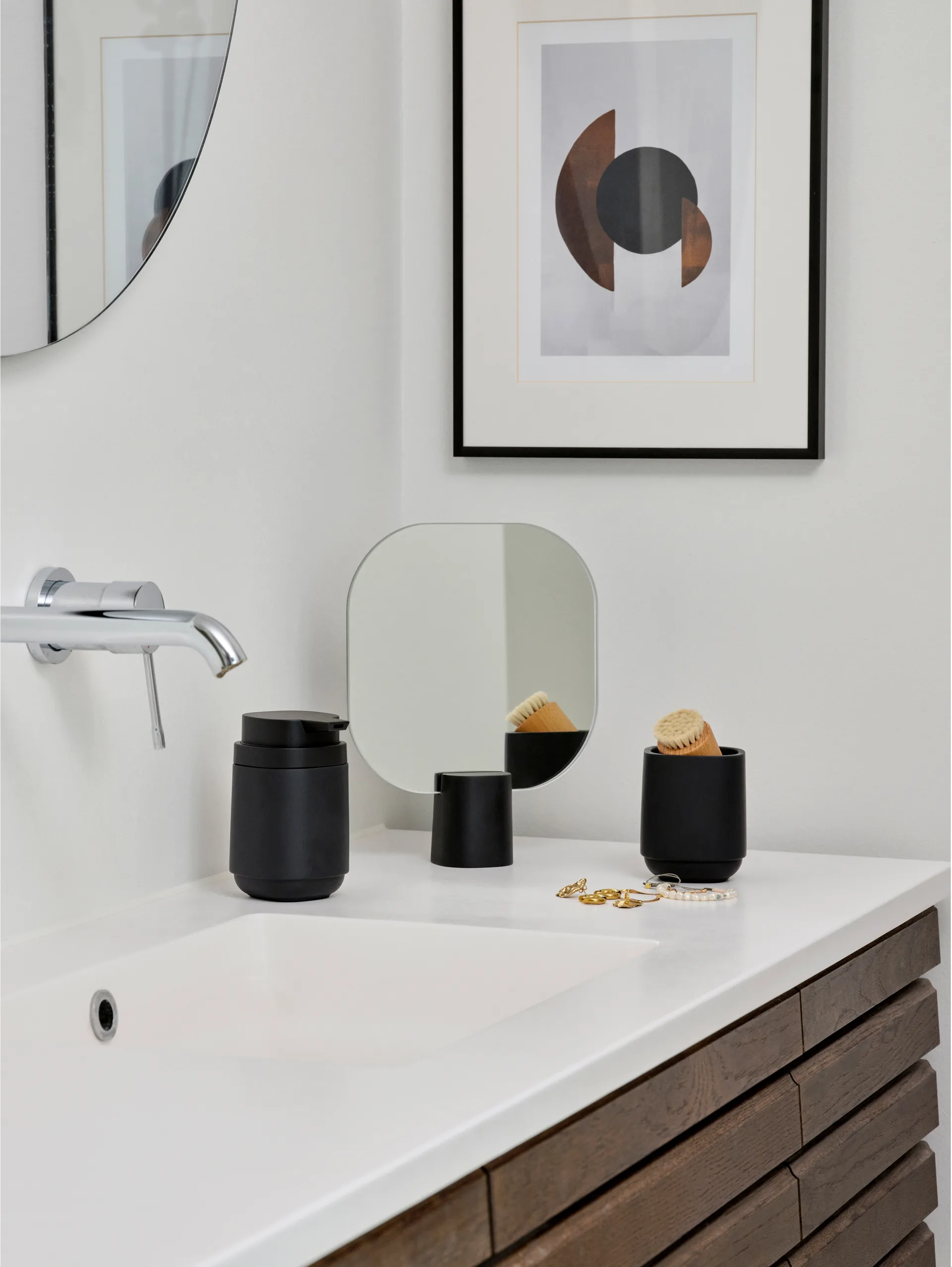 Time bordsspejl 26,5 cm, Black Zone Denmark