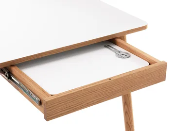 Dino+ spisebord med tillægsplade - hvid, egetræsstel, 2 tillægsplader - Zweed