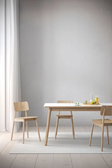 Dino+ spisebord med tillægsplade - hvid, egetræsstel, 2 tillægsplader - Zweed