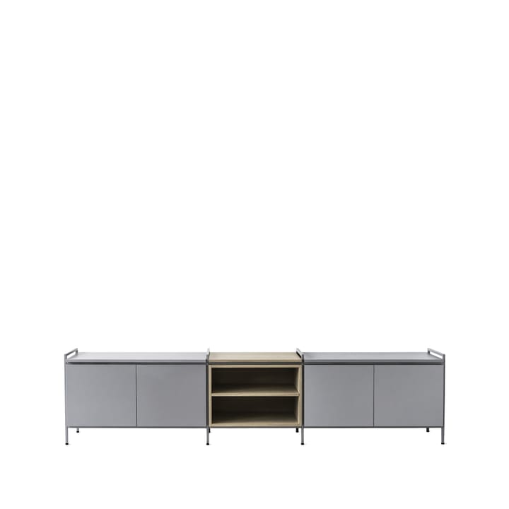 Molto lavt sideboard - grå/eg, 3 sektioner - Zweed