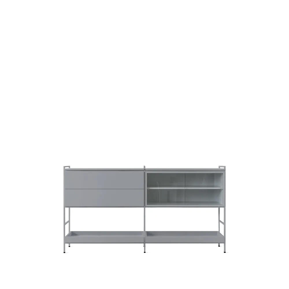 Molto medium sideboard, grå, 2 sektioner med vitrine Zweed