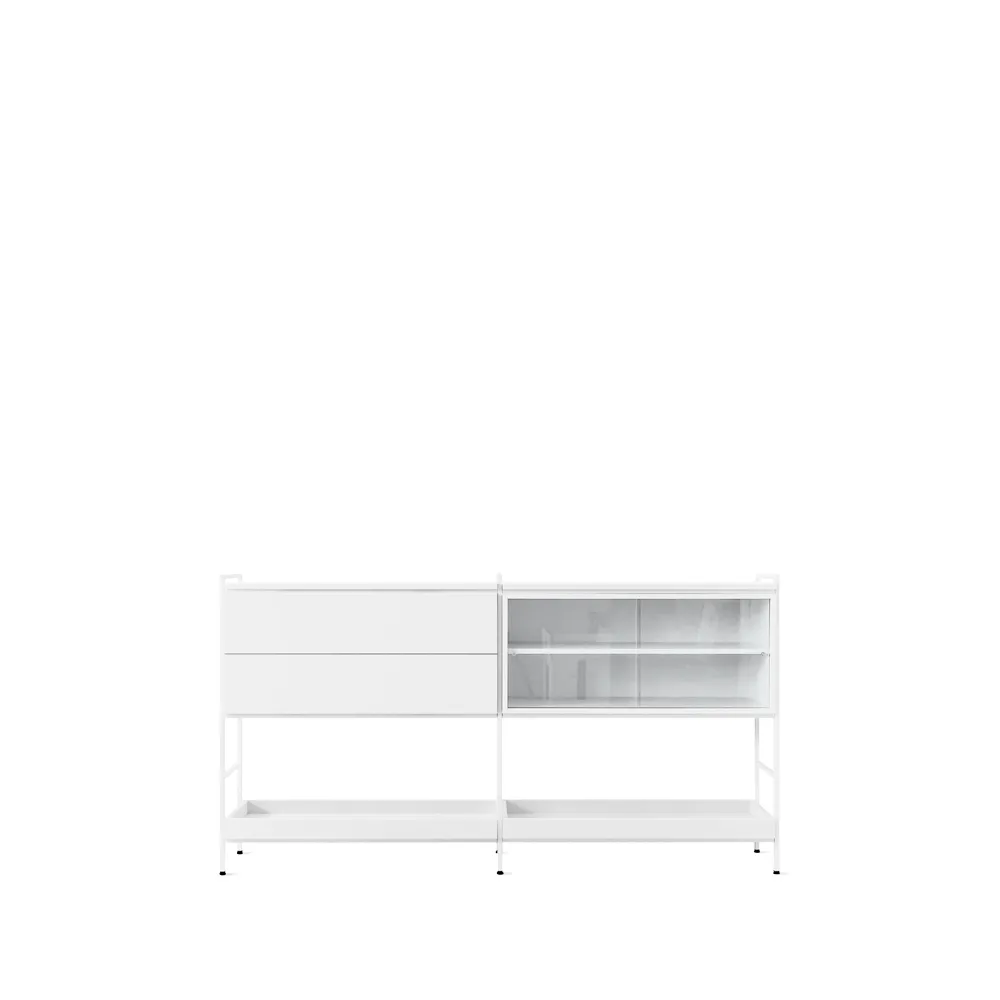 Molto medium sideboard, hvid, 2 sektioner med vitrine Zweed