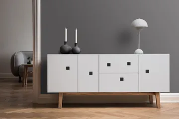 Peep M2 TV-bord - hvid, retro, egetræsstel - Zweed