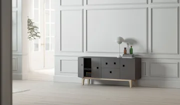 Peep M2 TV-bord - slate grey, hvidpigmenteret egetræ - Zweed