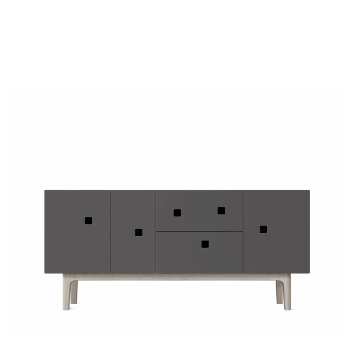Peep M2 TV-bord - slate grey, hvidpigmenteret egetræ - Zweed
